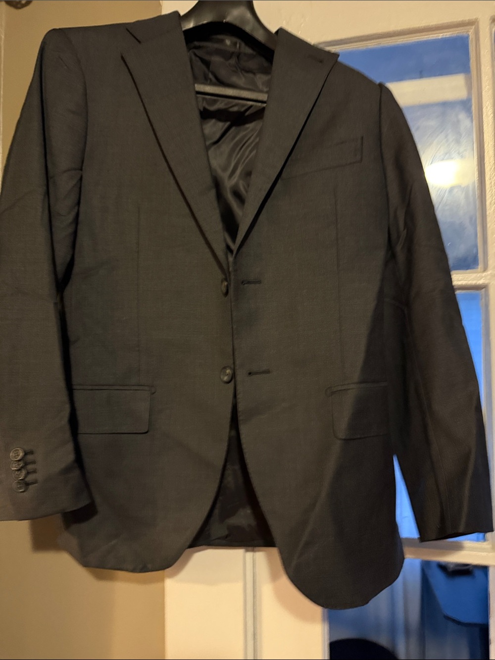 Men's Tailored Charcoal Two-Button Suit Jacket and Pants